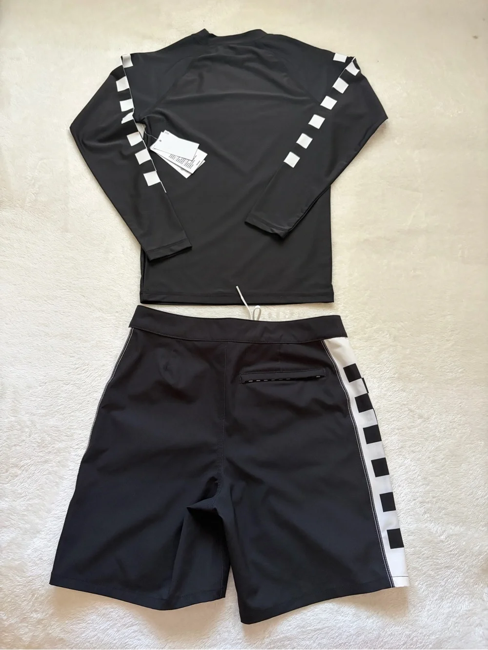 Vans Black and White Checkered Kids Long sleeve shirt and shorts set.